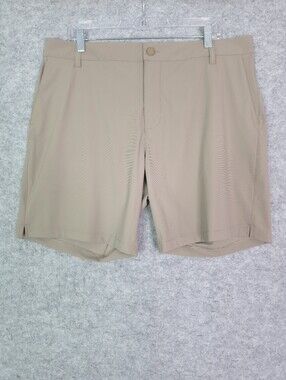 Rhone 8" Resort Short Flat Front Chino Stretch Golf Performance In Taupe Sz 36